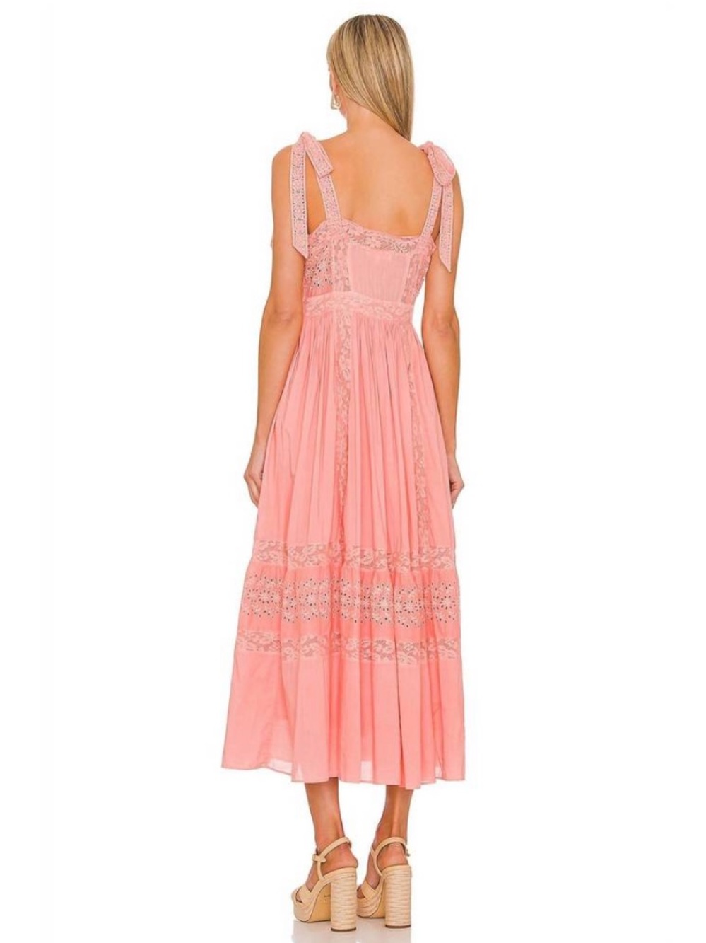 Love Shack Fancy Ayala Dress in Peach Blossom 100% Cotton - Picture 3 of 16